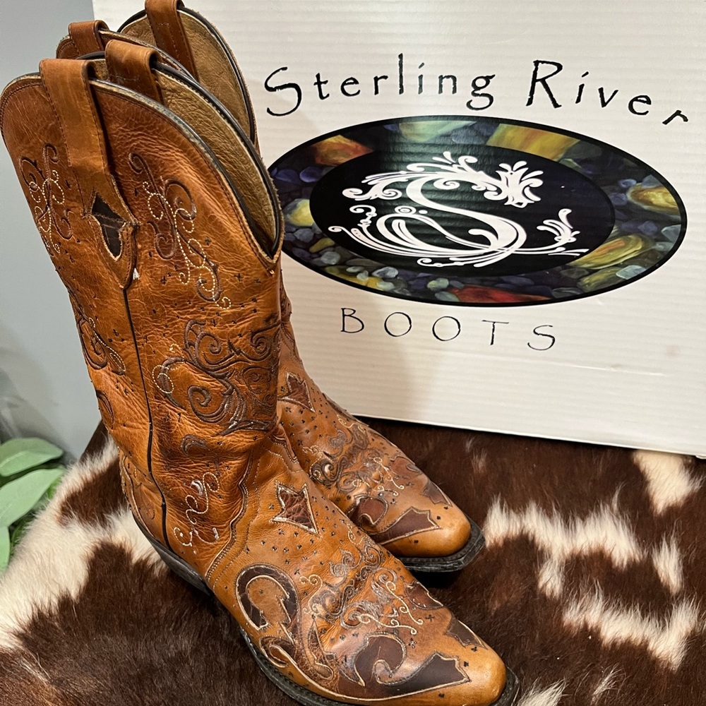 Sterling River Leather Western Cowboy Boots